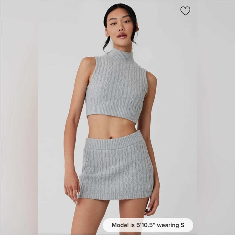 ALO Yoga Gray Cable Knit Skirt